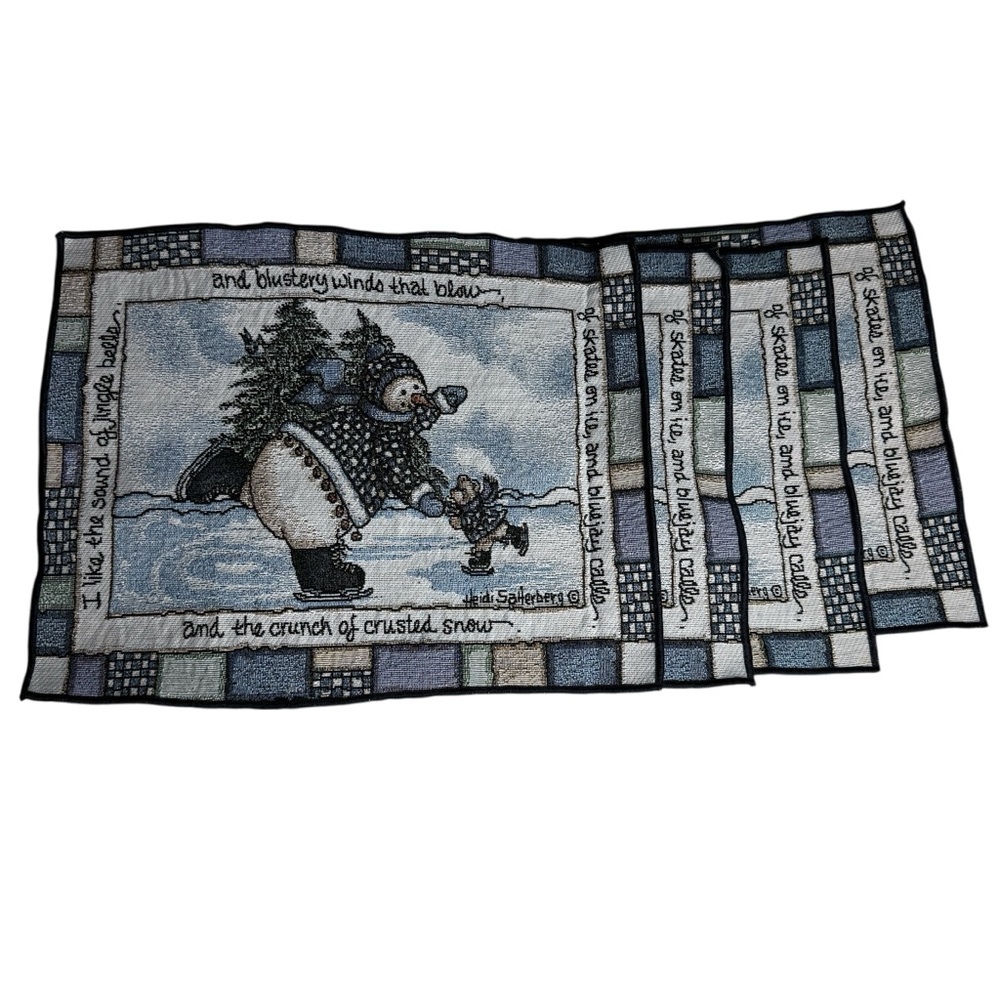 Snowman Winter Tapestry Placemats Set
